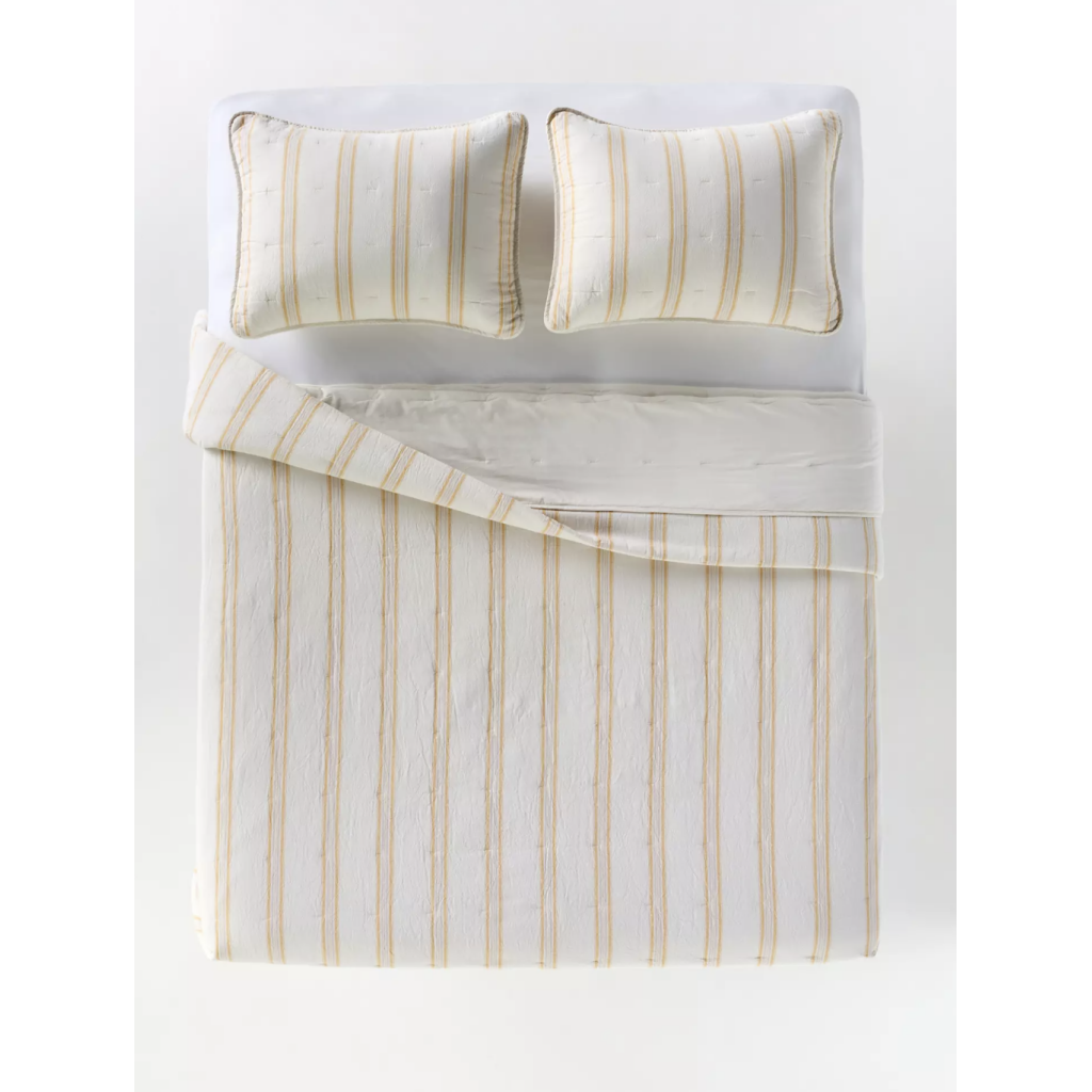 Linen Cotton Yarn Dyed Quilt Yellow